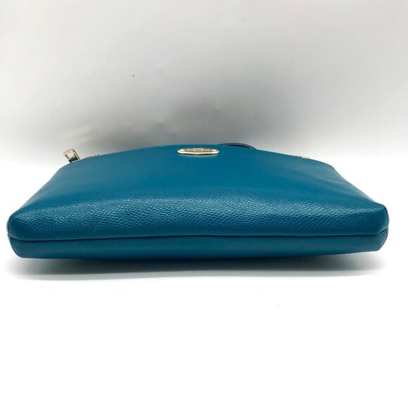 Coach Teal Crossgrain Leather Pop Pouch - Picture 5 of 10